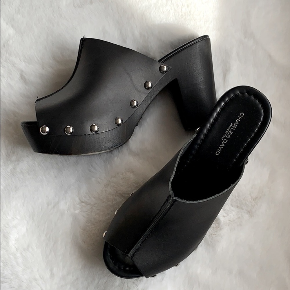 COPY - 38 7.5 Black Italian made full leather heeled